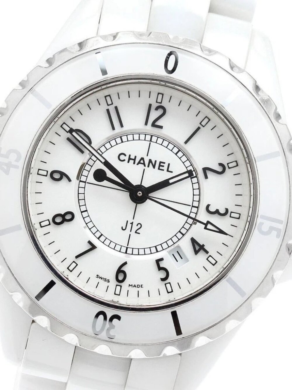 CHANEL J12 33mm H0968 White ceramic date white Dial Quartz Ladies Watch_961454